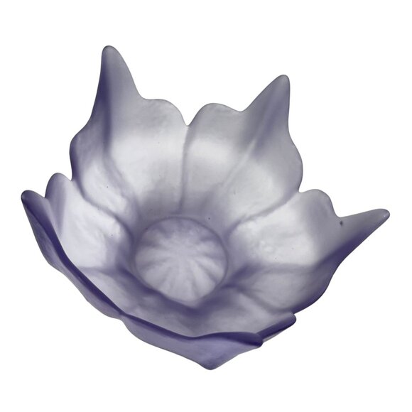 Vintage Viking Frosted Satin Purple Glass Bowl Violet Lotus Flower Petal Dish - Picture 3 of 8
